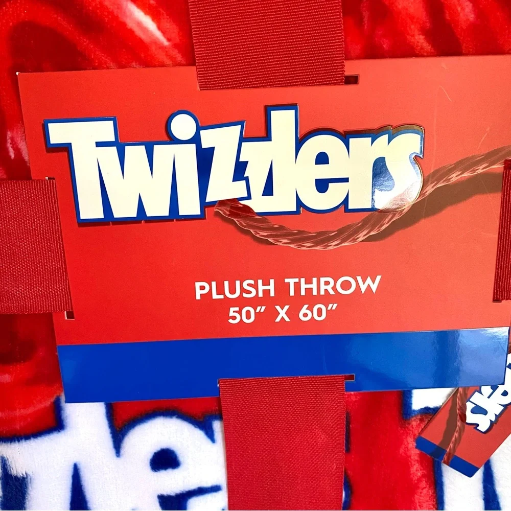Twizzlers NWT large plush throw blanket in the iconic red and white logo 50”x60”